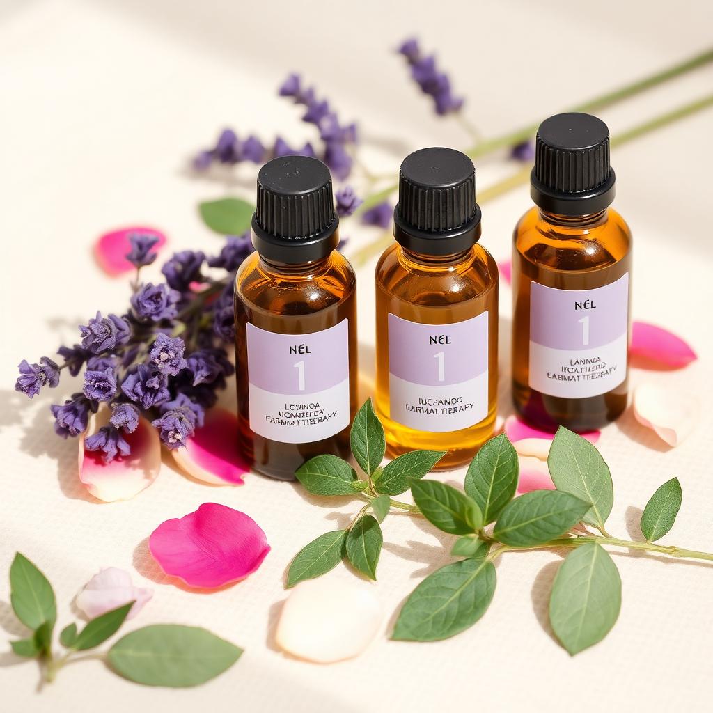 Natural massage oils with lavender and rose petals